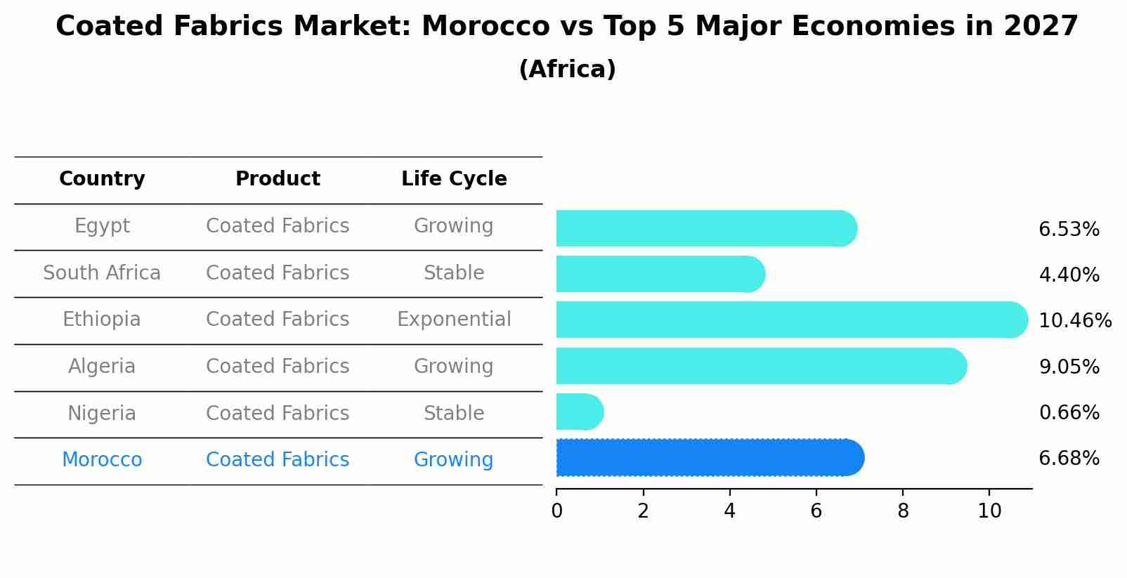 Coated Fabrics Market: Morocco vs Top 5 Major Economies in 2027 (Africa)