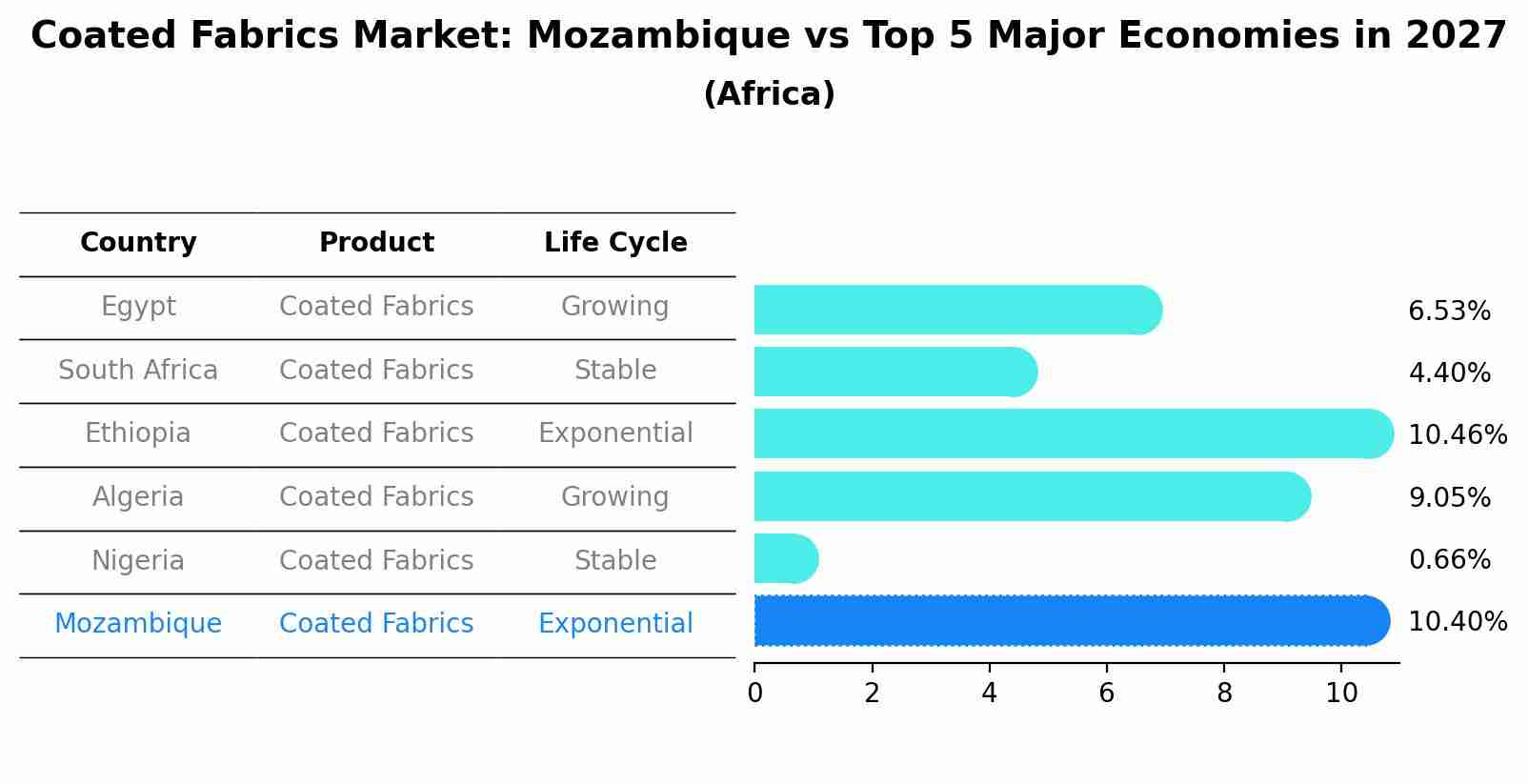 Coated Fabrics Market: Mozambique vs Top 5 Major Economies in 2027 (Africa)