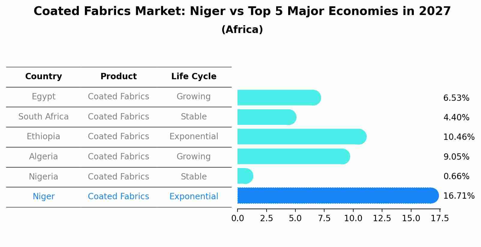Coated Fabrics Market: Niger vs Top 5 Major Economies in 2027 (Africa)