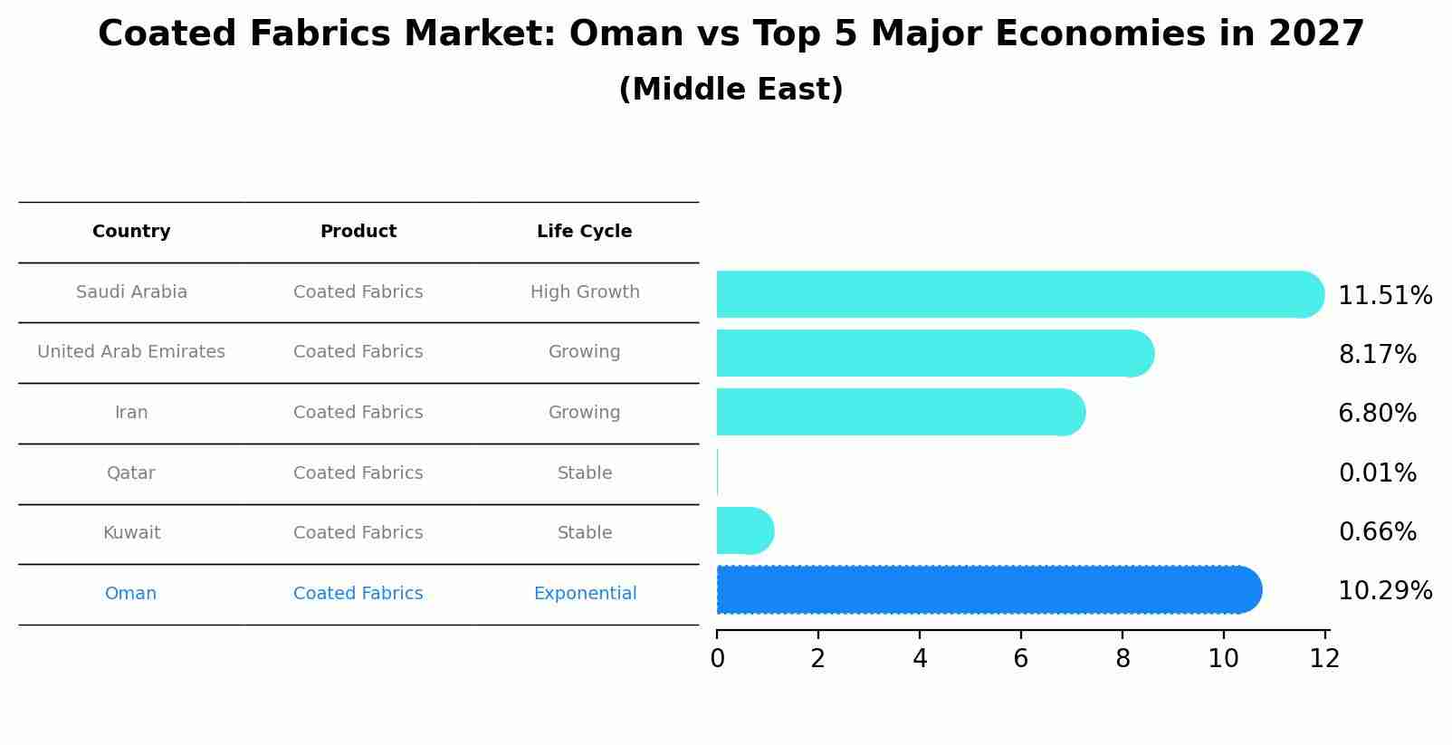 Coated Fabrics Market: Oman vs Top 5 Major Economies in 2027 (Middle East)
