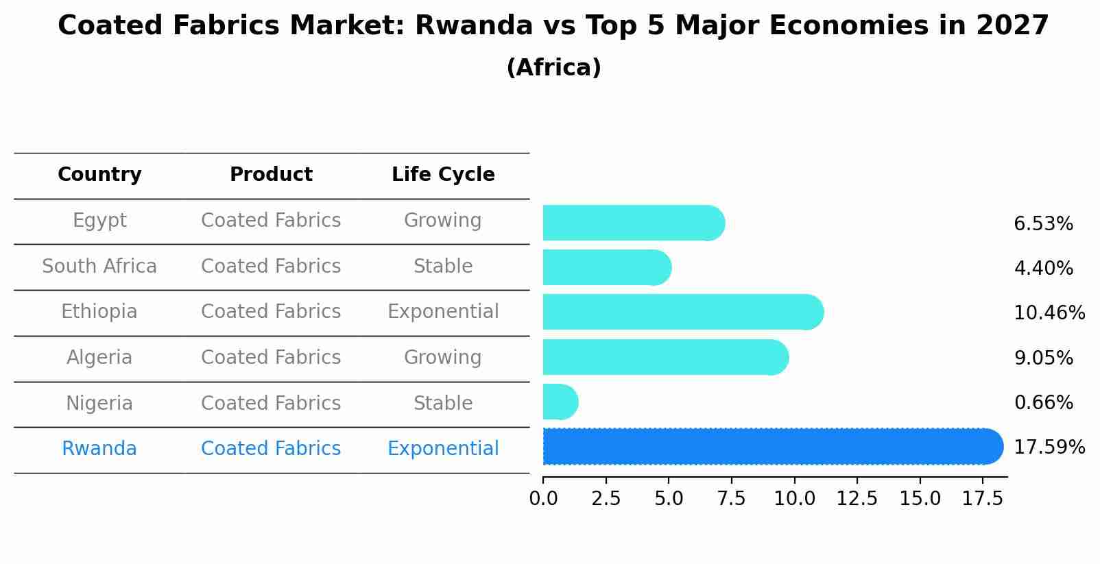 Coated Fabrics Market: Rwanda vs Top 5 Major Economies in 2027 (Africa)