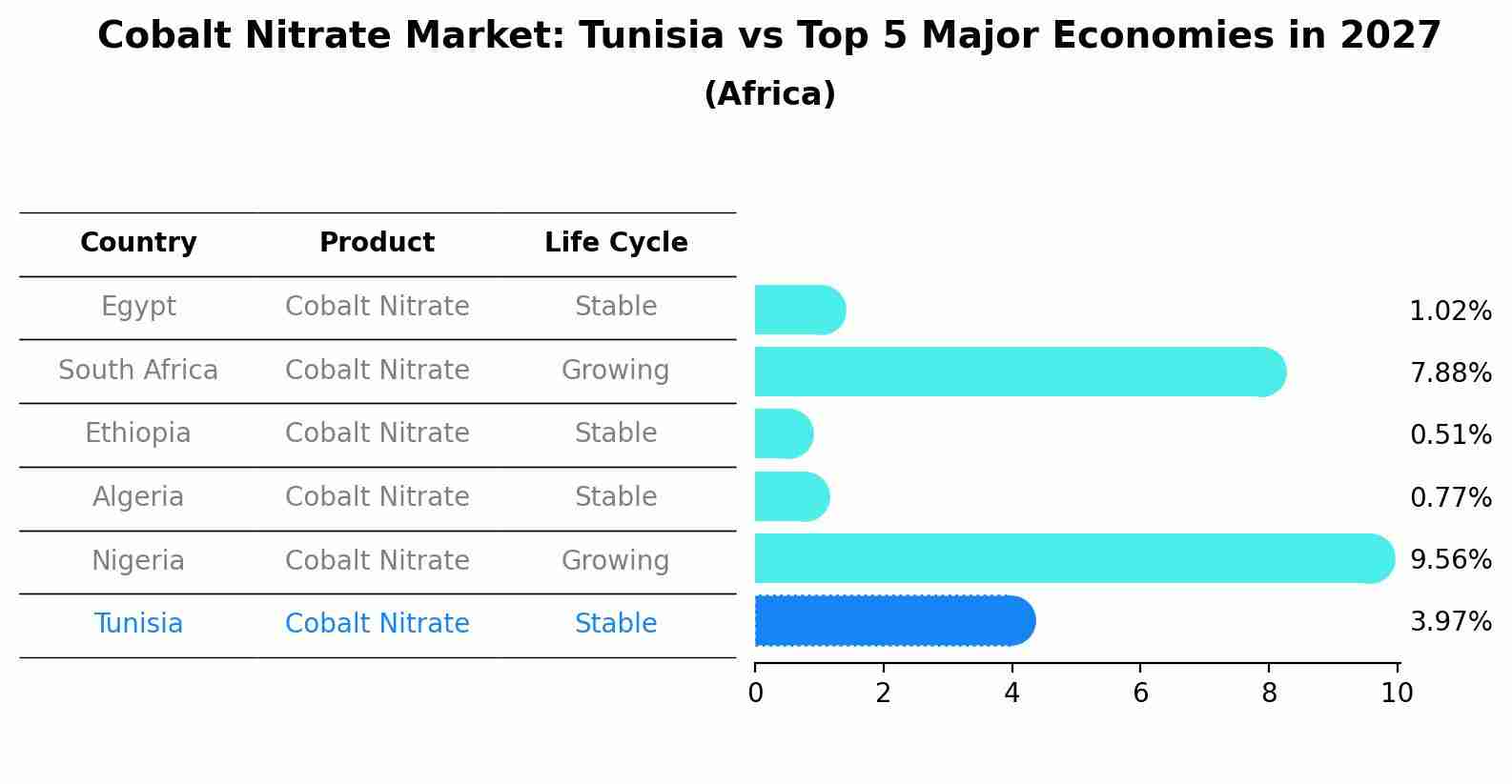 Cobalt Nitrate Market: Tunisia vs Top 5 Major Economies in 2027 (Africa)