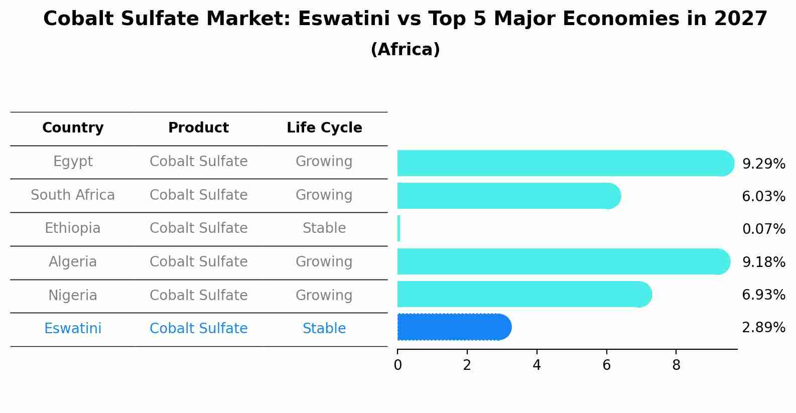 Cobalt Sulfate Market: Eswatini vs Top 5 Major Economies in 2027 (Africa)