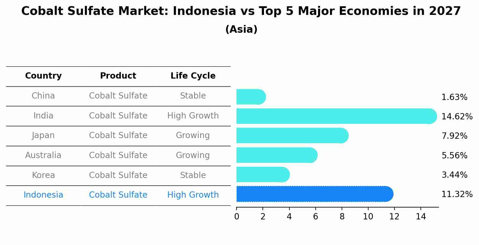 Cobalt Sulfate Market: Indonesia vs Top 5 Major Economies in 2027 (Asia)