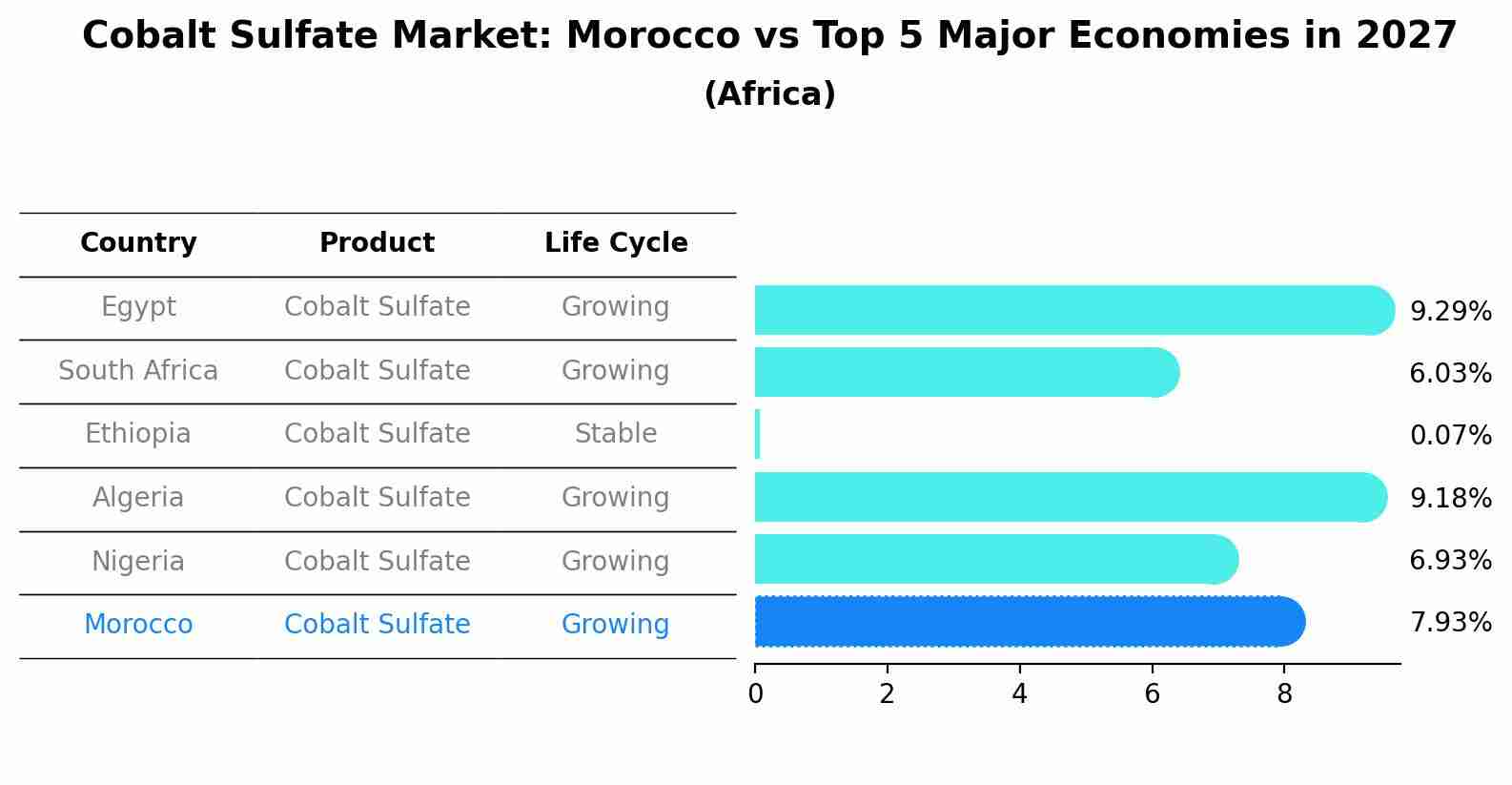 Cobalt Sulfate Market: Morocco vs Top 5 Major Economies in 2027 (Africa)