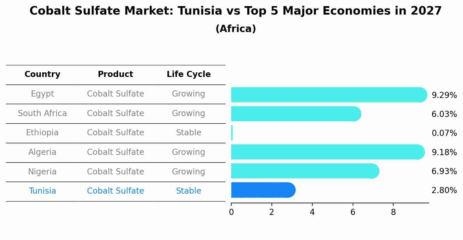 Cobalt Sulfate Market: Tunisia vs Top 5 Major Economies in 2027 (Africa)