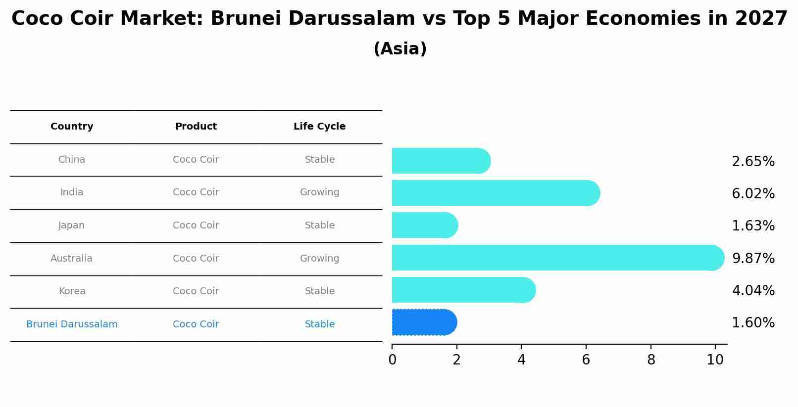 Coco Coir Market: Brunei Darussalam vs Top 5 Major Economies in 2027 (Asia)
