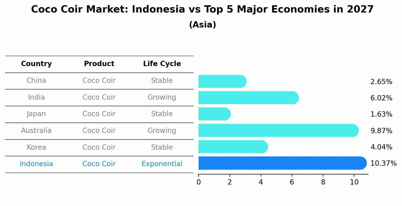 Coco Coir Market: Indonesia vs Top 5 Major Economies in 2027 (Asia)