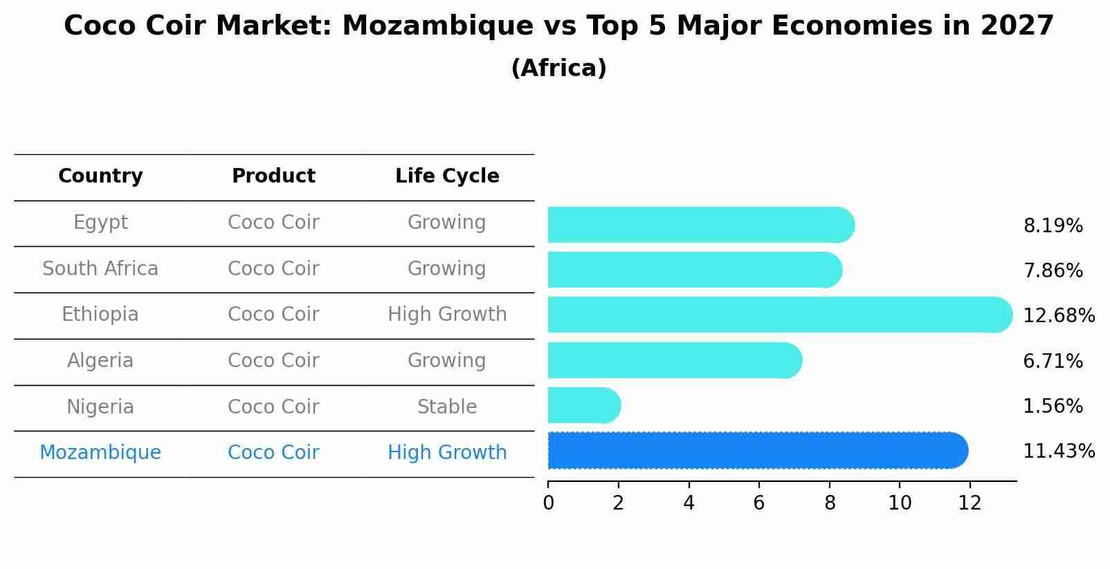 Coco Coir Market: Mozambique vs Top 5 Major Economies in 2027 (Africa)