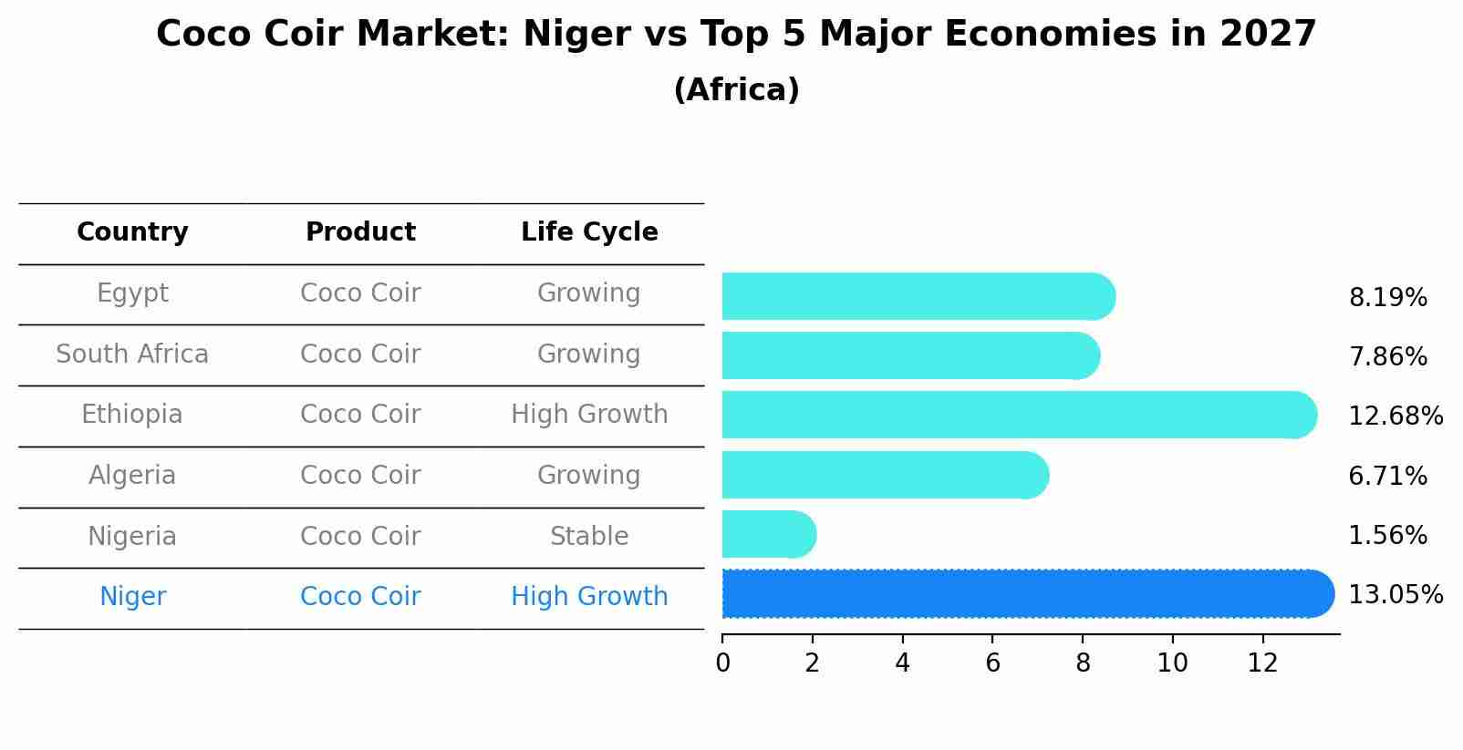 Coco Coir Market: Niger vs Top 5 Major Economies in 2027 (Africa)