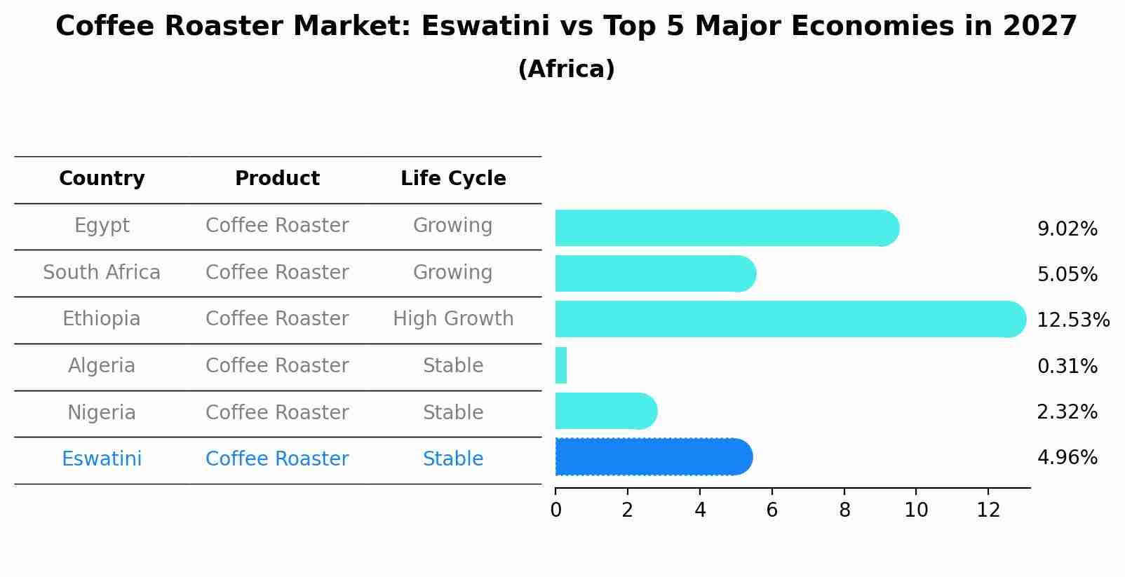 Coffee Roaster Market: Eswatini vs Top 5 Major Economies in 2027 (Africa)