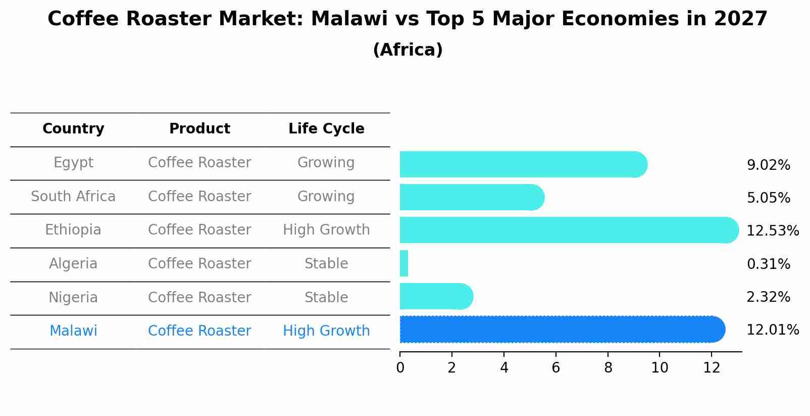 Coffee Roaster Market: Malawi vs Top 5 Major Economies in 2027 (Africa)