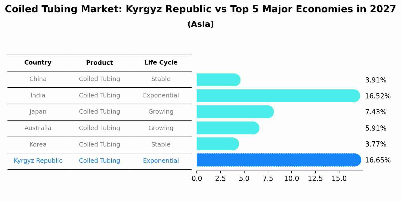 Coiled Tubing Market: Kyrgyz Republic vs Top 5 Major Economies in 2027 (Asia)