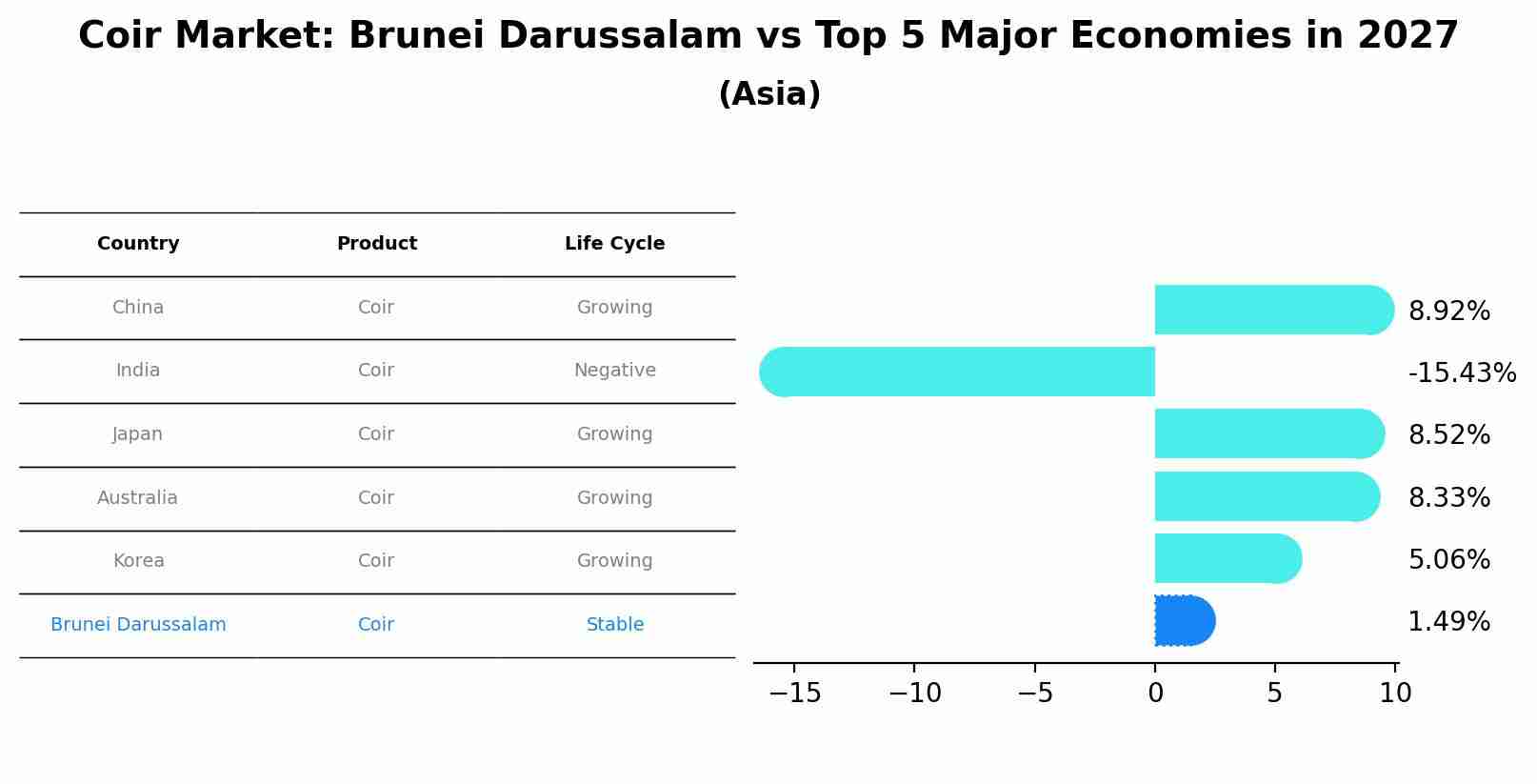 Coir Market: Brunei Darussalam vs Top 5 Major Economies in 2027 (Asia)