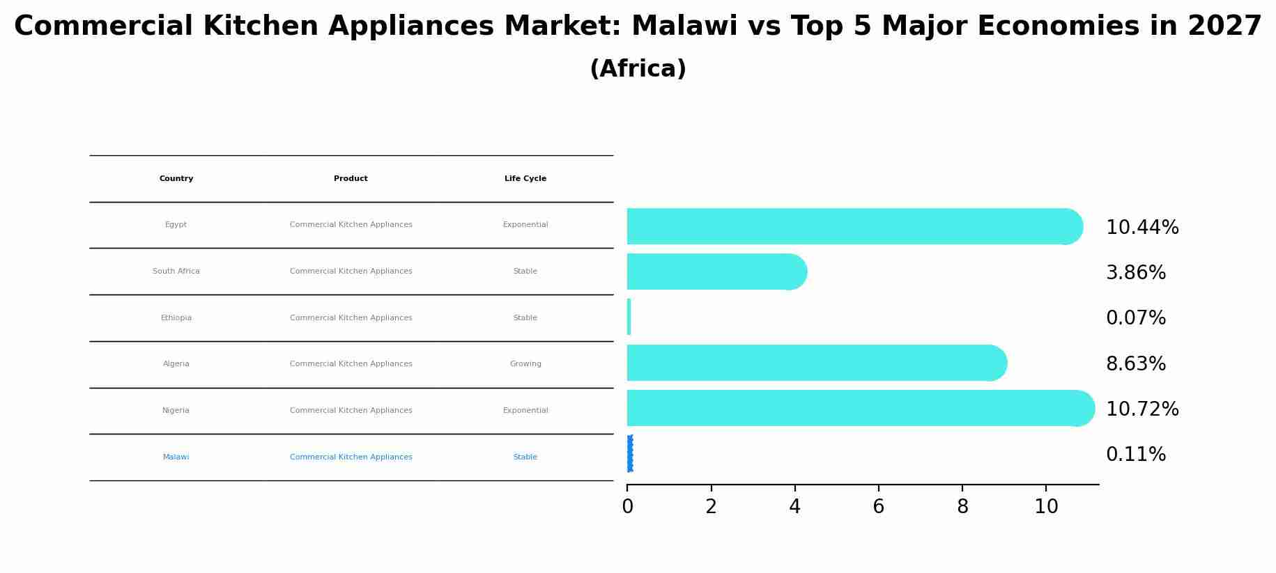 Commercial Kitchen Appliances Market: Malawi vs Top 5 Major Economies in 2027 (Africa)