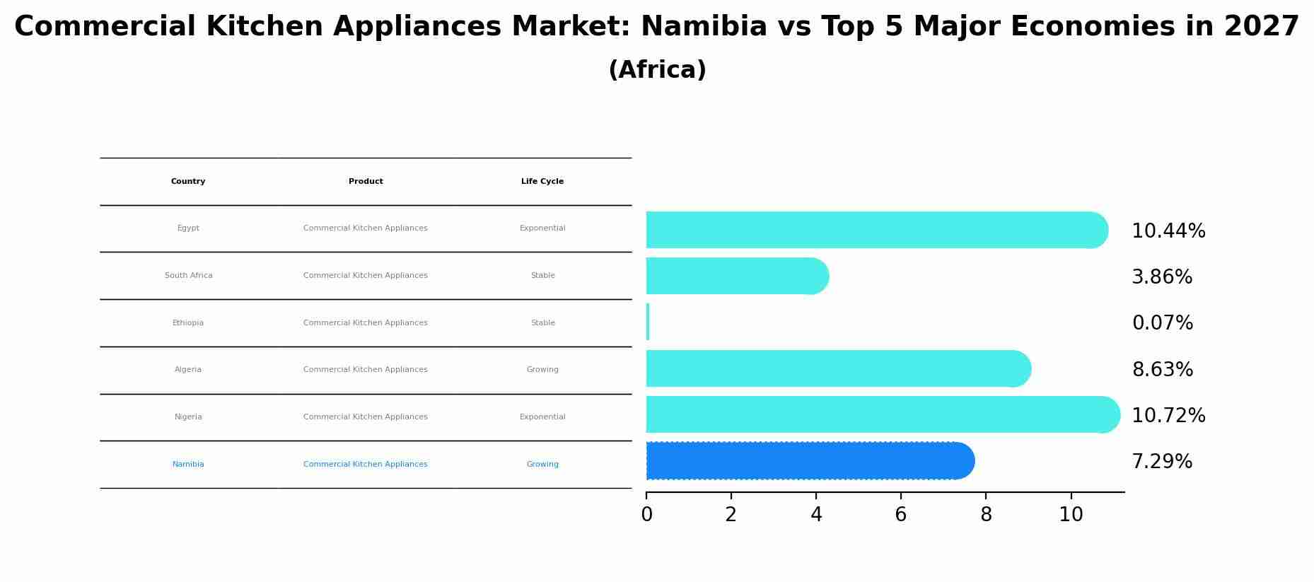 Commercial Kitchen Appliances Market: Namibia vs Top 5 Major Economies in 2027 (Africa)