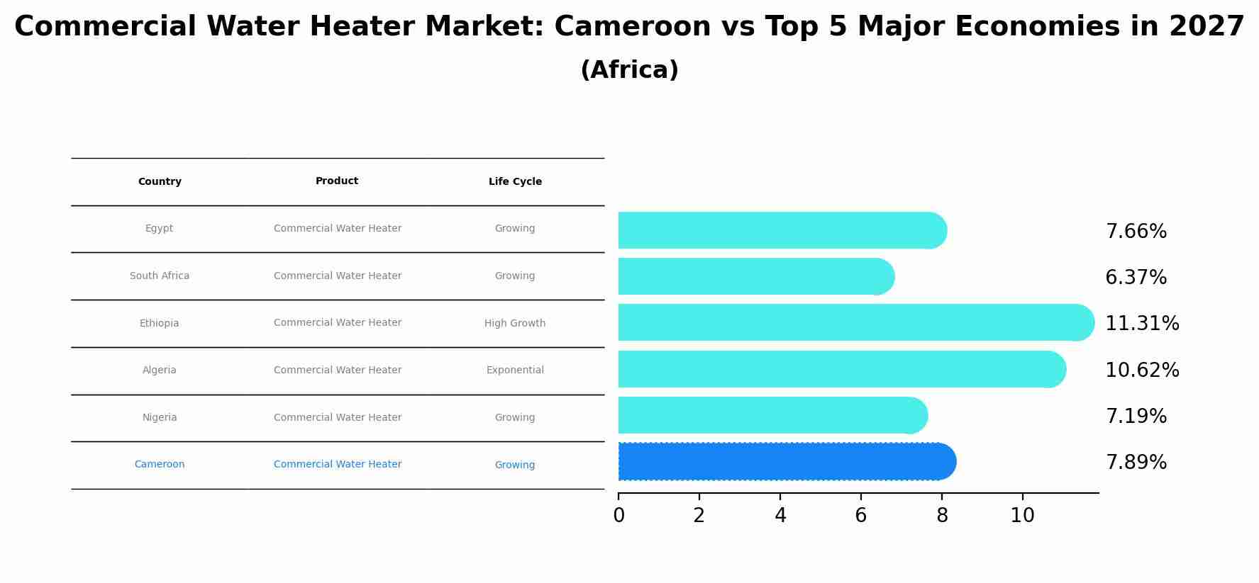 Commercial Water Heater Market: Cameroon vs Top 5 Major Economies in 2027 (Africa)