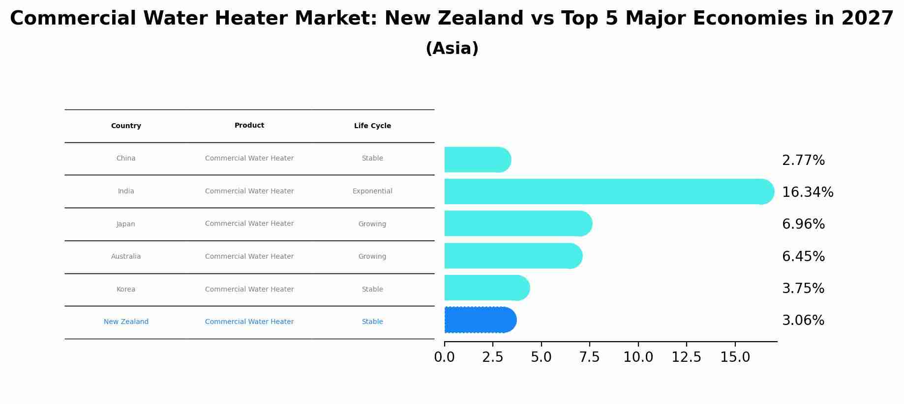 Commercial Water Heater Market: New Zealand vs Top 5 Major Economies in 2027 (Asia)