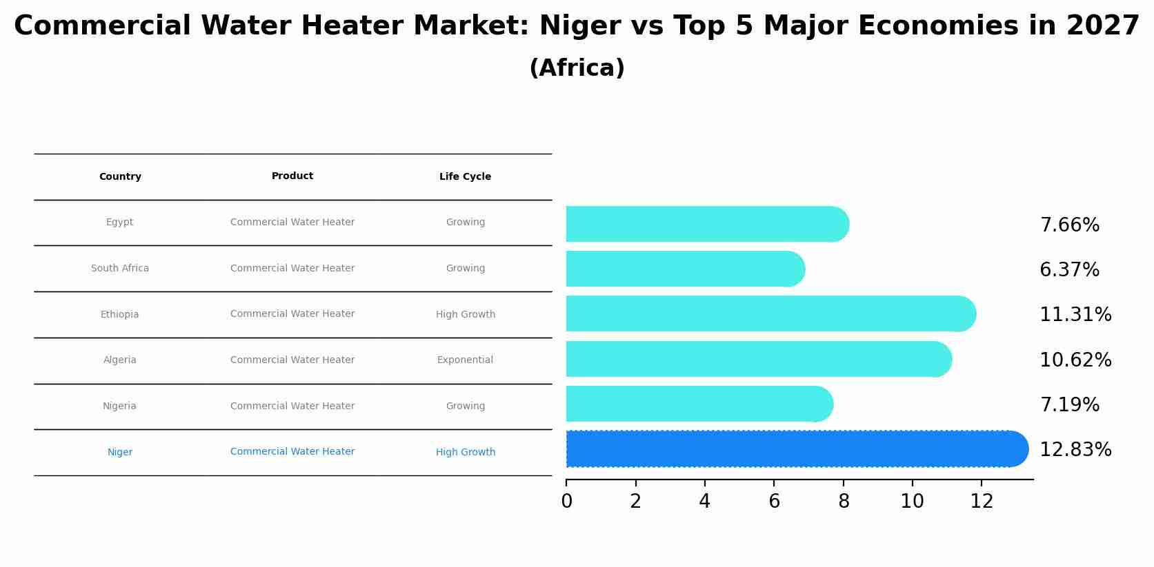 Commercial Water Heater Market: Niger vs Top 5 Major Economies in 2027 (Africa)