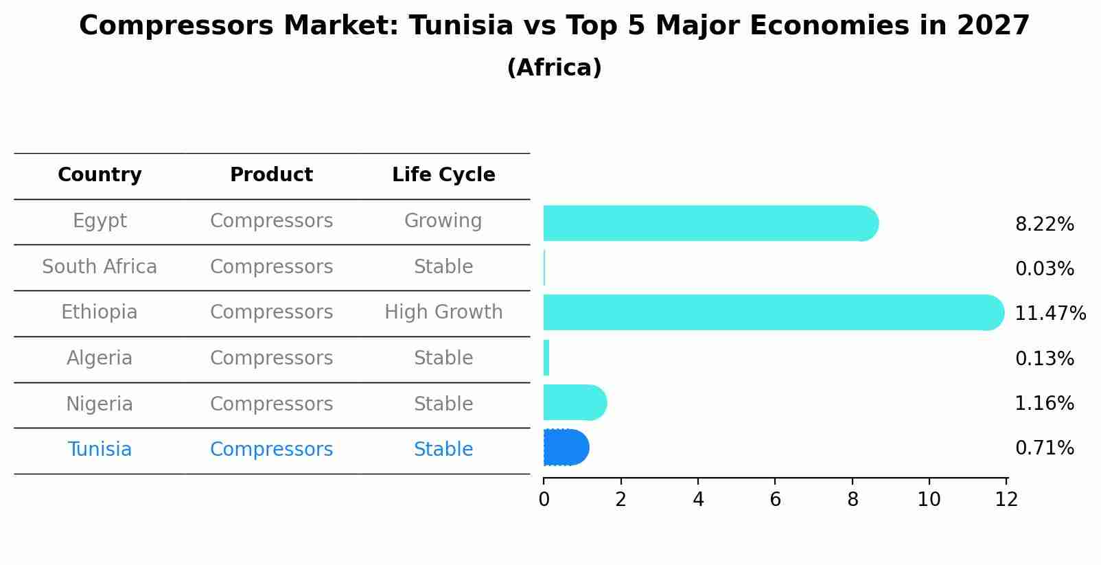 Compressors Market: Tunisia vs Top 5 Major Economies in 2027 (Africa)