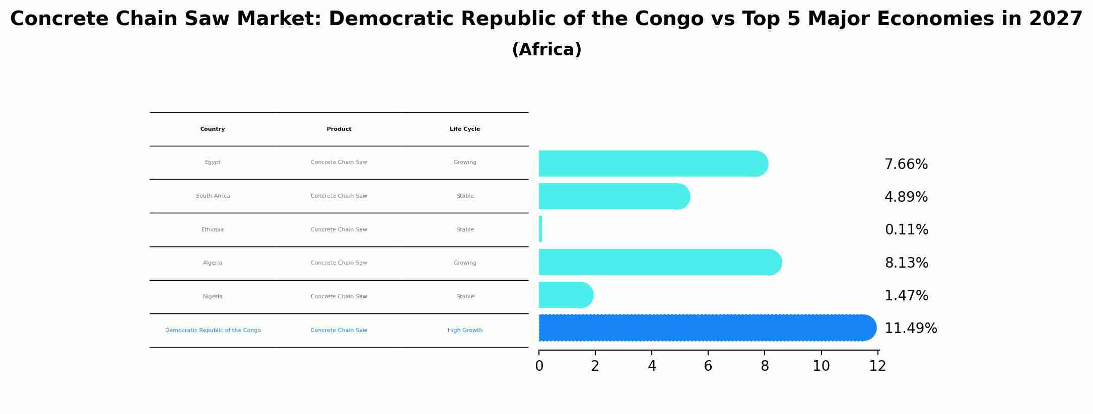 Concrete Chain Saw Market: Democratic Republic of the Congo vs Top 5 Major Economies in 2027 (Africa)