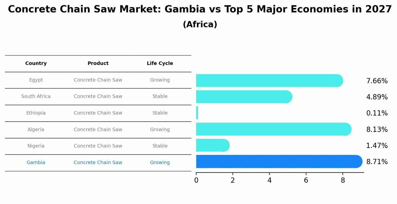Concrete Chain Saw Market: Gambia vs Top 5 Major Economies in 2027 (Africa)