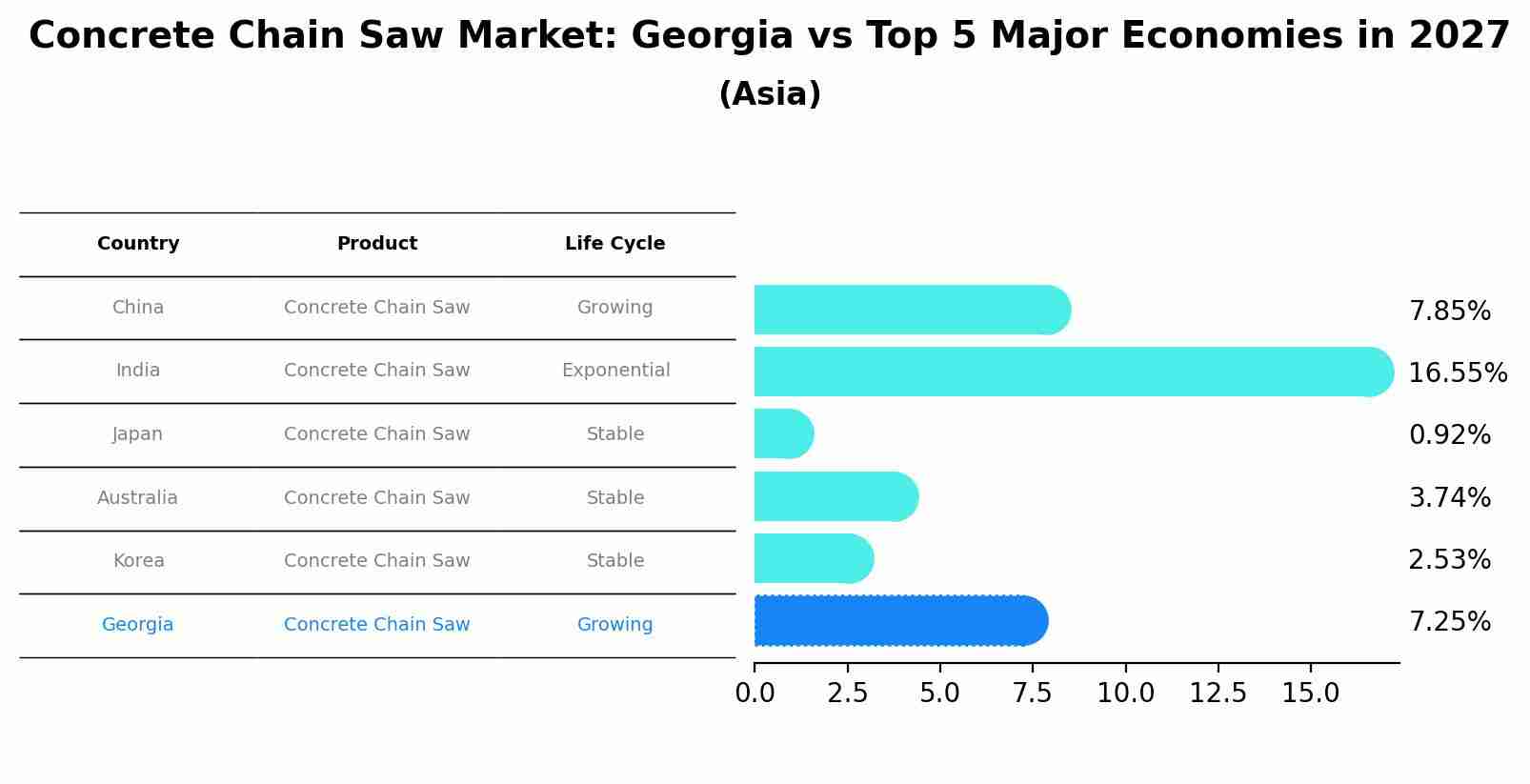 Concrete Chain Saw Market: Georgia vs Top 5 Major Economies in 2027 (Asia)