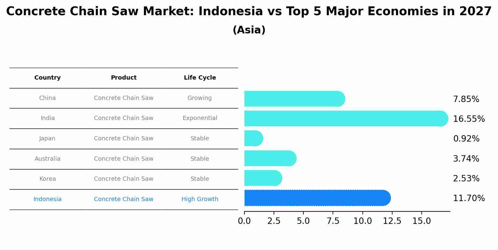 Concrete Chain Saw Market: Indonesia vs Top 5 Major Economies in 2027 (Asia)