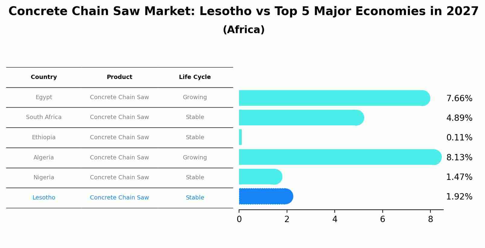 Concrete Chain Saw Market: Lesotho vs Top 5 Major Economies in 2027 (Africa)