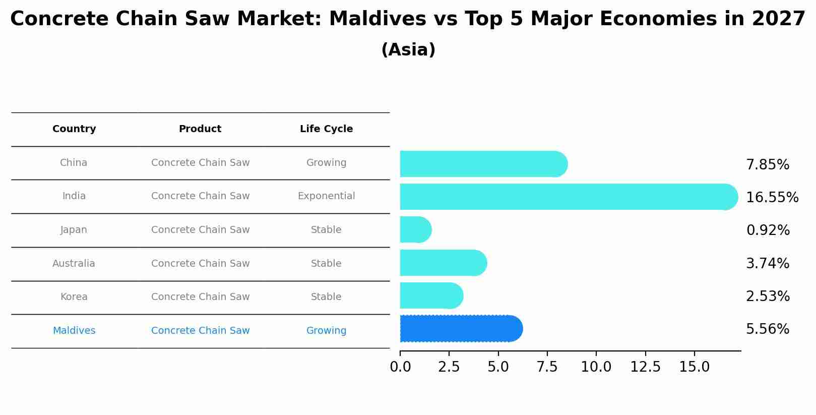 Concrete Chain Saw Market: Maldives vs Top 5 Major Economies in 2027 (Asia)