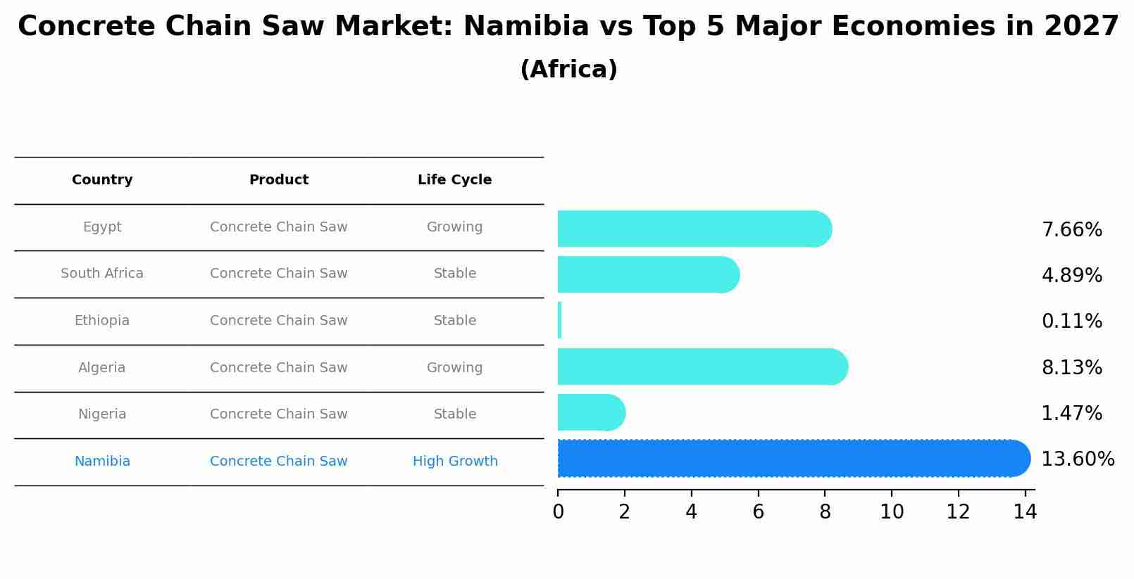 Concrete Chain Saw Market: Namibia vs Top 5 Major Economies in 2027 (Africa)