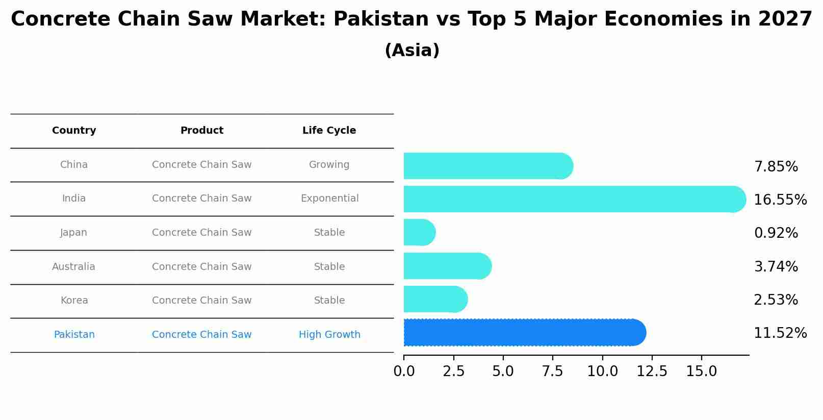 Concrete Chain Saw Market: Pakistan vs Top 5 Major Economies in 2027 (Asia)