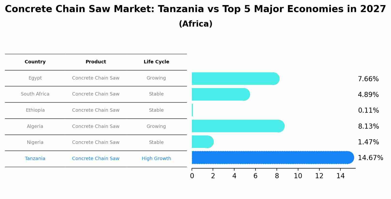 Concrete Chain Saw Market: Tanzania vs Top 5 Major Economies in 2027 (Africa)