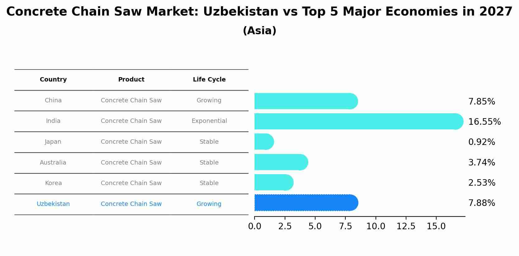 Concrete Chain Saw Market: Uzbekistan vs Top 5 Major Economies in 2027 (Asia)