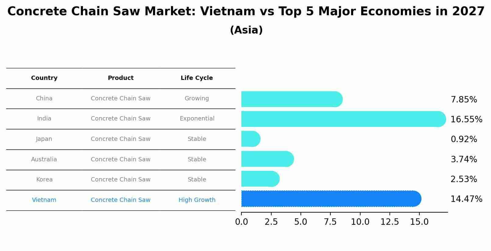 Concrete Chain Saw Market: Vietnam vs Top 5 Major Economies in 2027 (Asia)