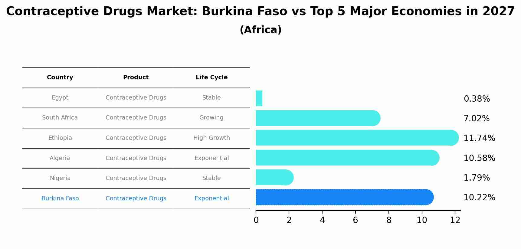 Contraceptive Drugs Market: Burkina Faso vs Top 5 Major Economies in 2027 (Africa)