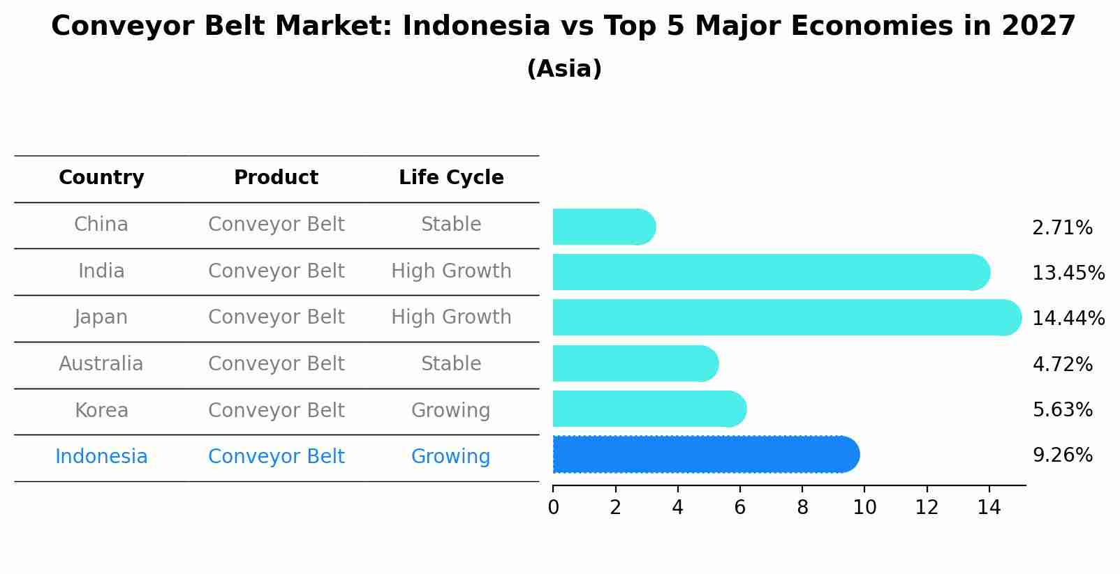 Conveyor Belt Market: Indonesia vs Top 5 Major Economies in 2027 (Asia)