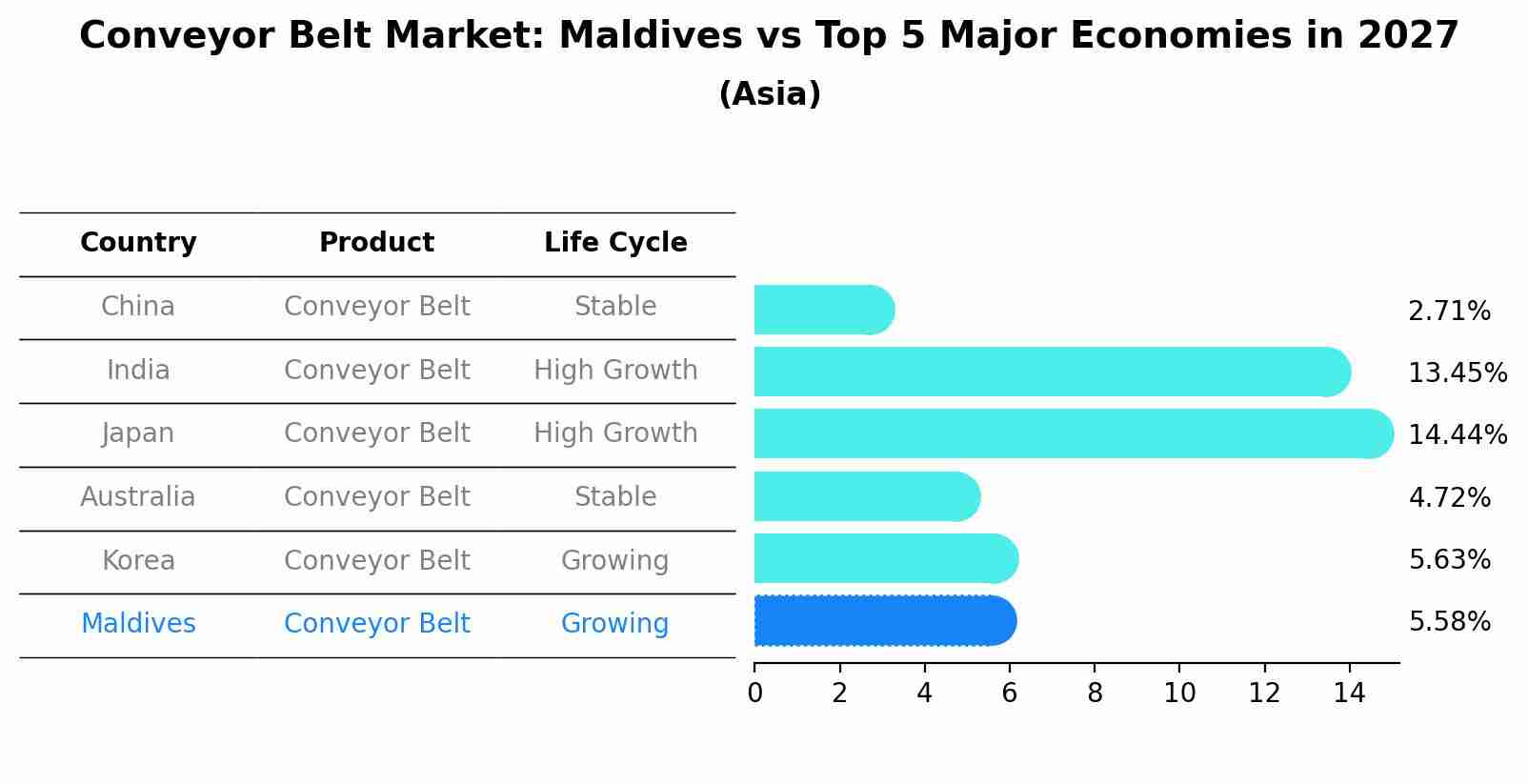 Conveyor Belt Market: Maldives vs Top 5 Major Economies in 2027 (Asia)