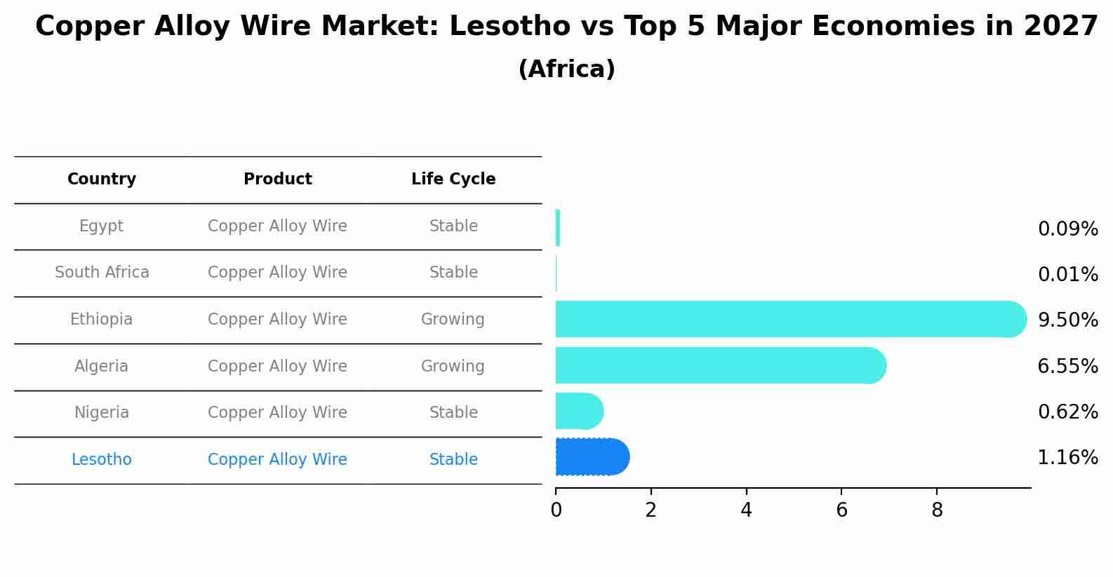 Copper Alloy Wire Market: Lesotho vs Top 5 Major Economies in 2027 (Africa)