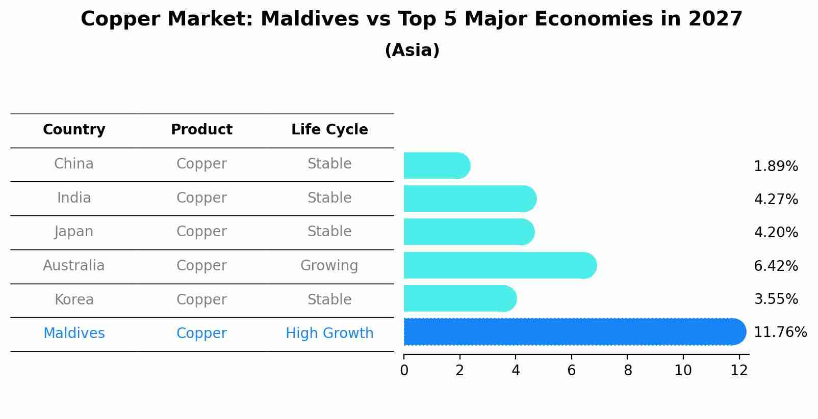 Copper Market: Maldives vs Top 5 Major Economies in 2027 (Asia)