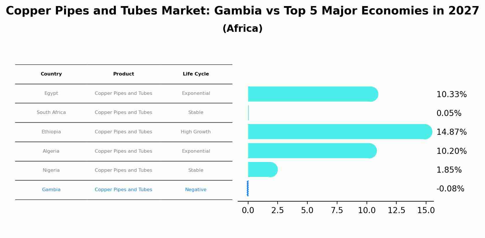 Copper Pipes and Tubes Market: Gambia vs Top 5 Major Economies in 2027 (Africa)