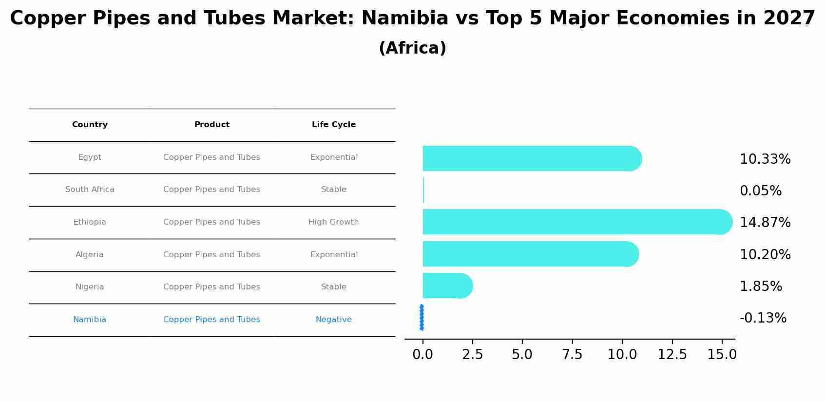 Copper Pipes and Tubes Market: Namibia vs Top 5 Major Economies in 2027 (Africa)