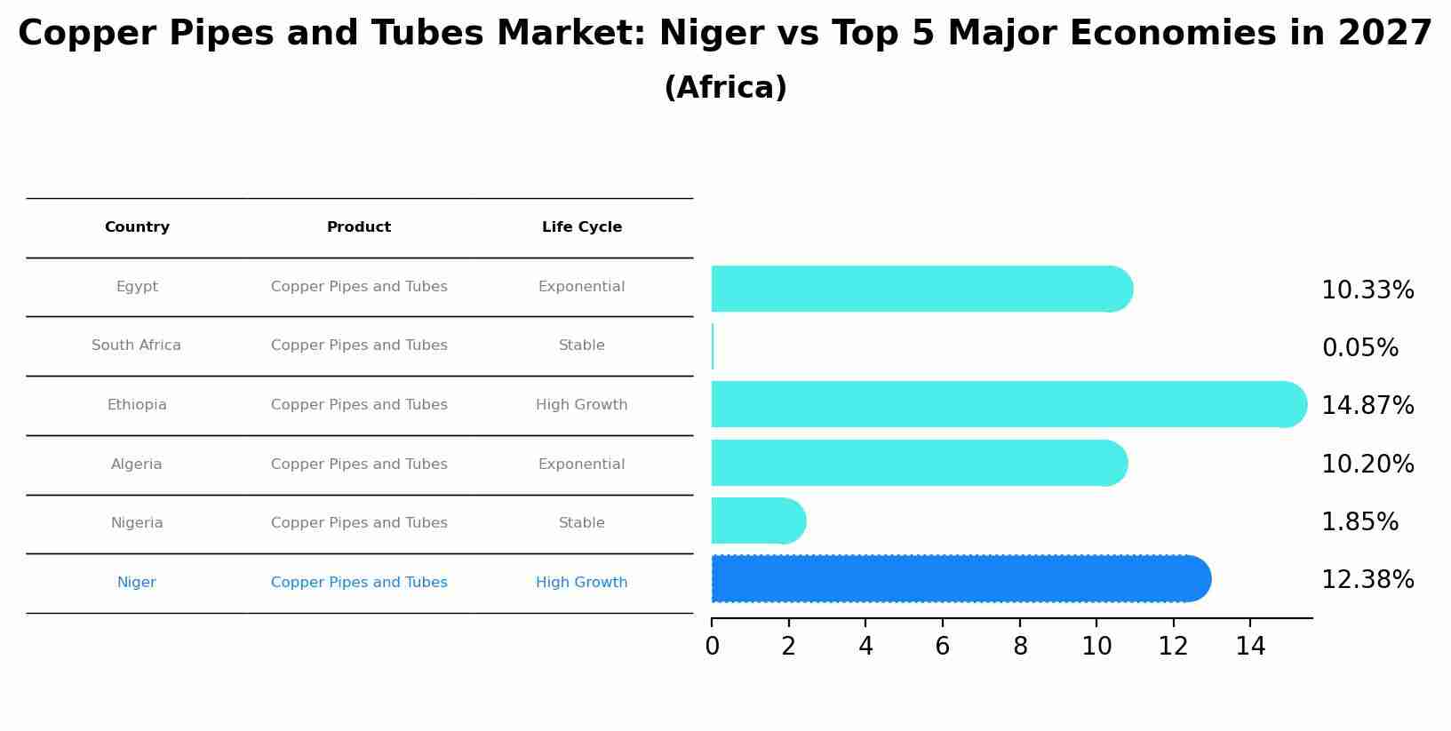 Copper Pipes and Tubes Market: Niger vs Top 5 Major Economies in 2027 (Africa)