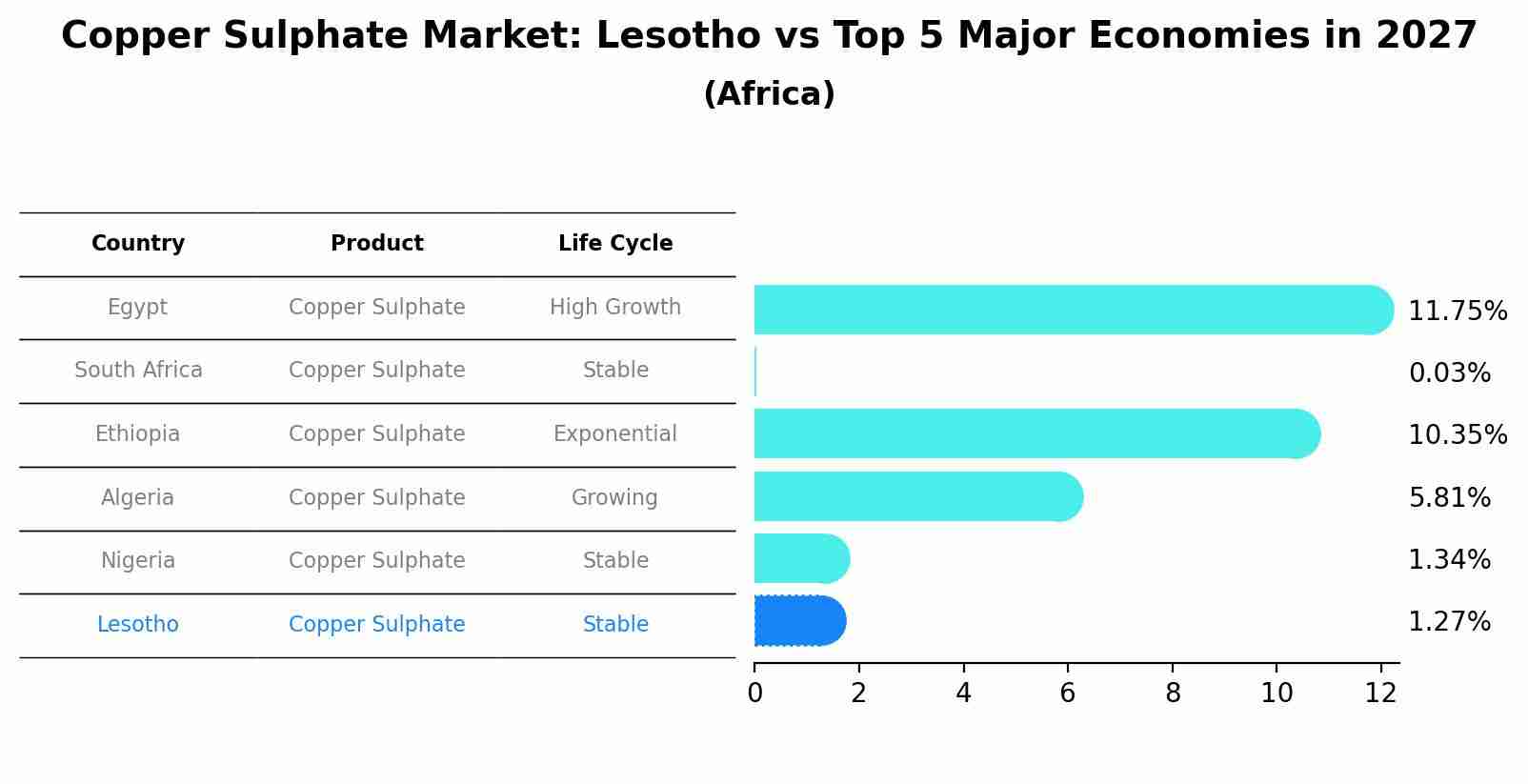 Copper Sulphate Market: Lesotho vs Top 5 Major Economies in 2027 (Africa)