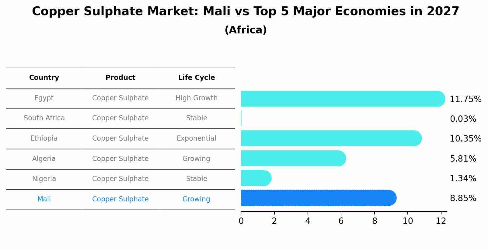 Copper Sulphate Market: Mali vs Top 5 Major Economies in 2027 (Africa)