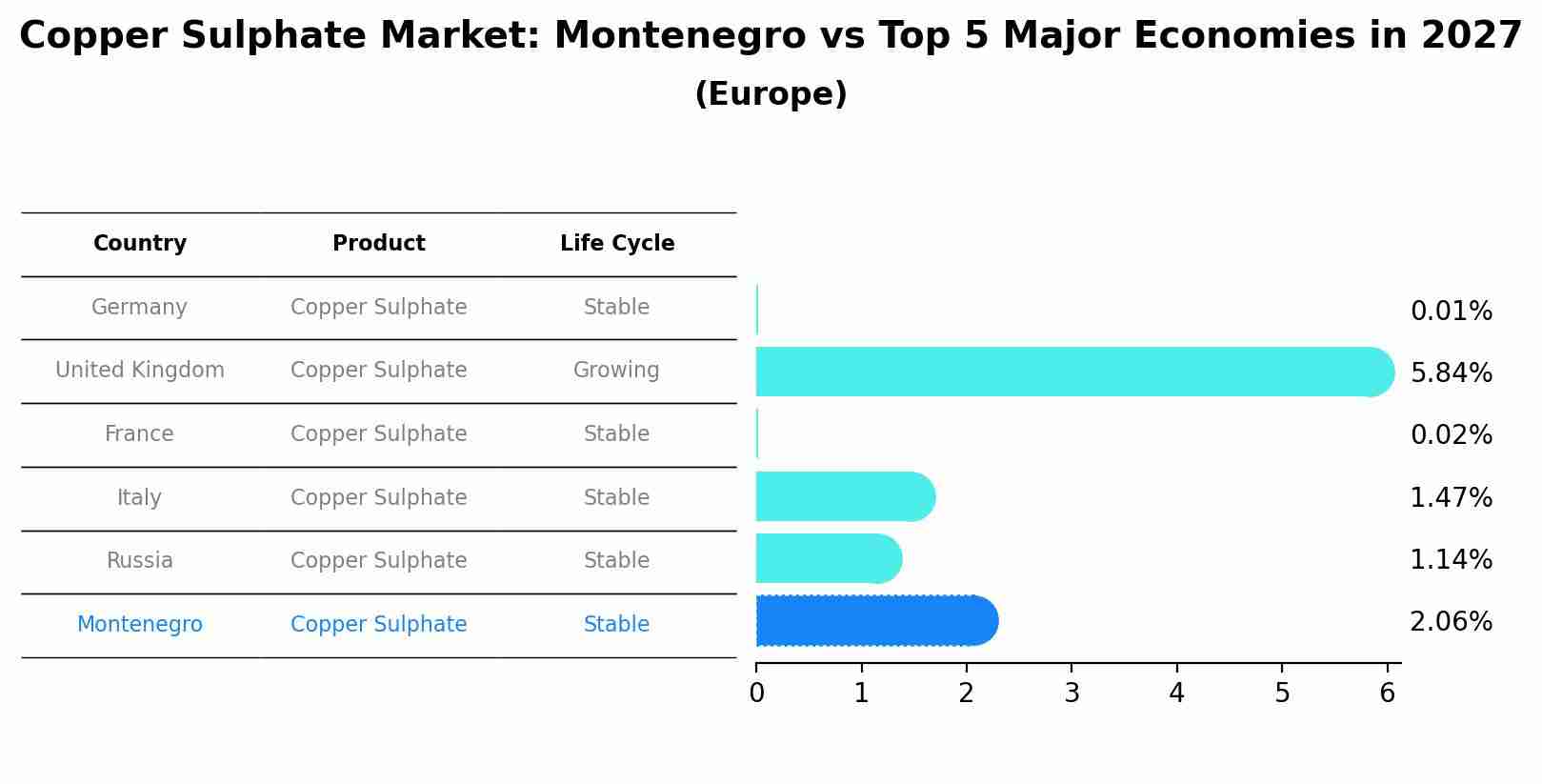 Copper Sulphate Market: Montenegro vs Top 5 Major Economies in 2027 (Europe)