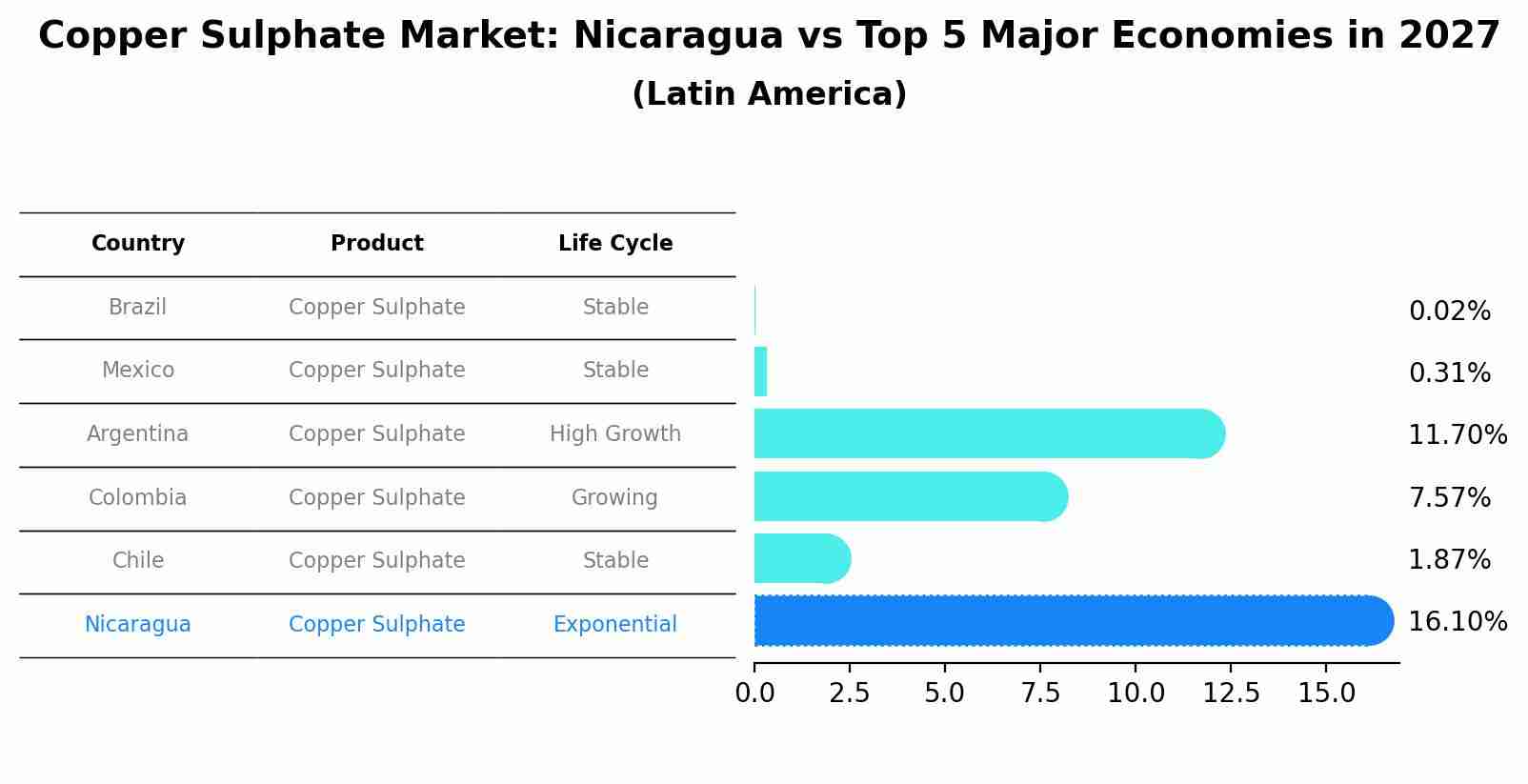 Copper Sulphate Market: Nicaragua vs Top 5 Major Economies in 2027 (Latin America)