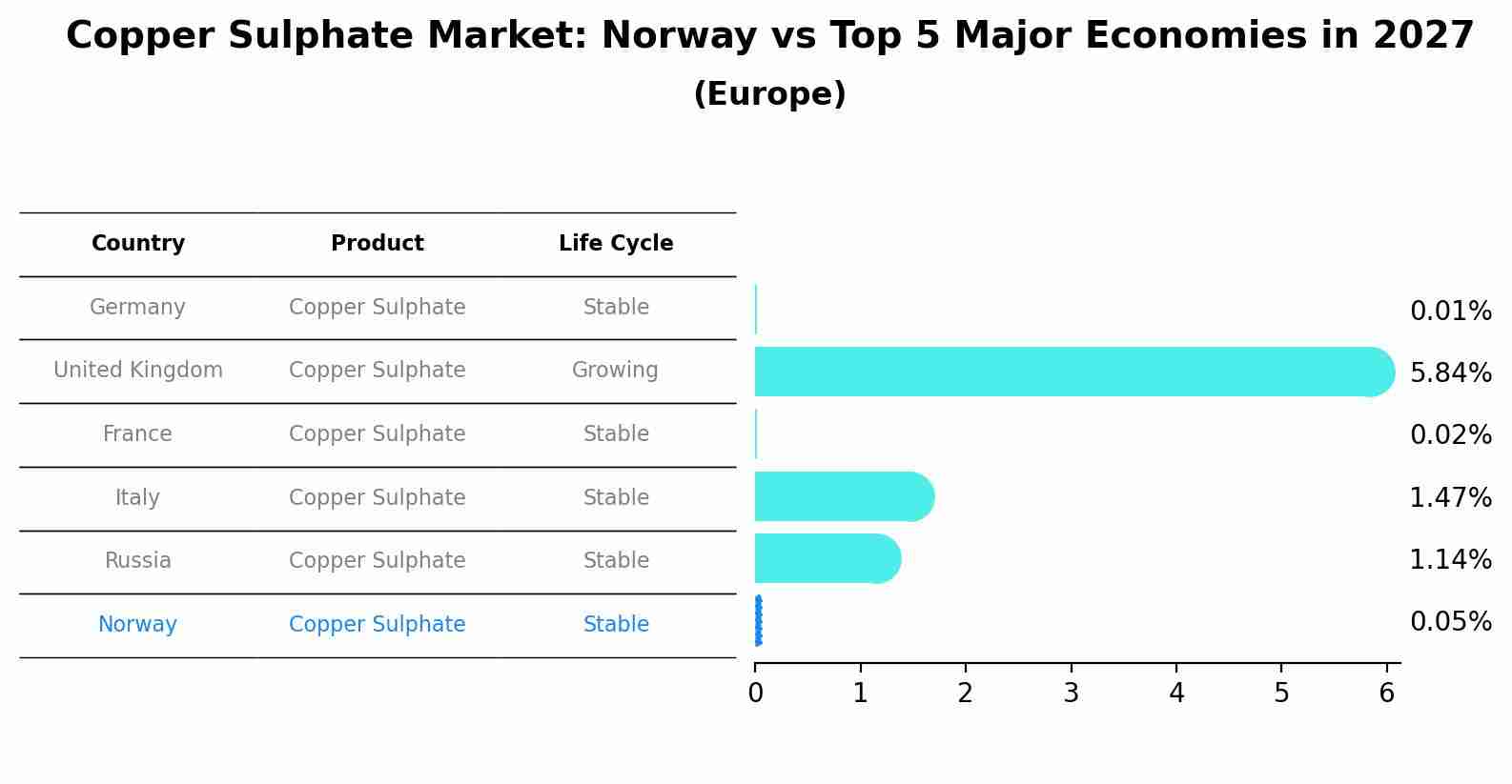 Copper Sulphate Market: Norway vs Top 5 Major Economies in 2027 (Europe)