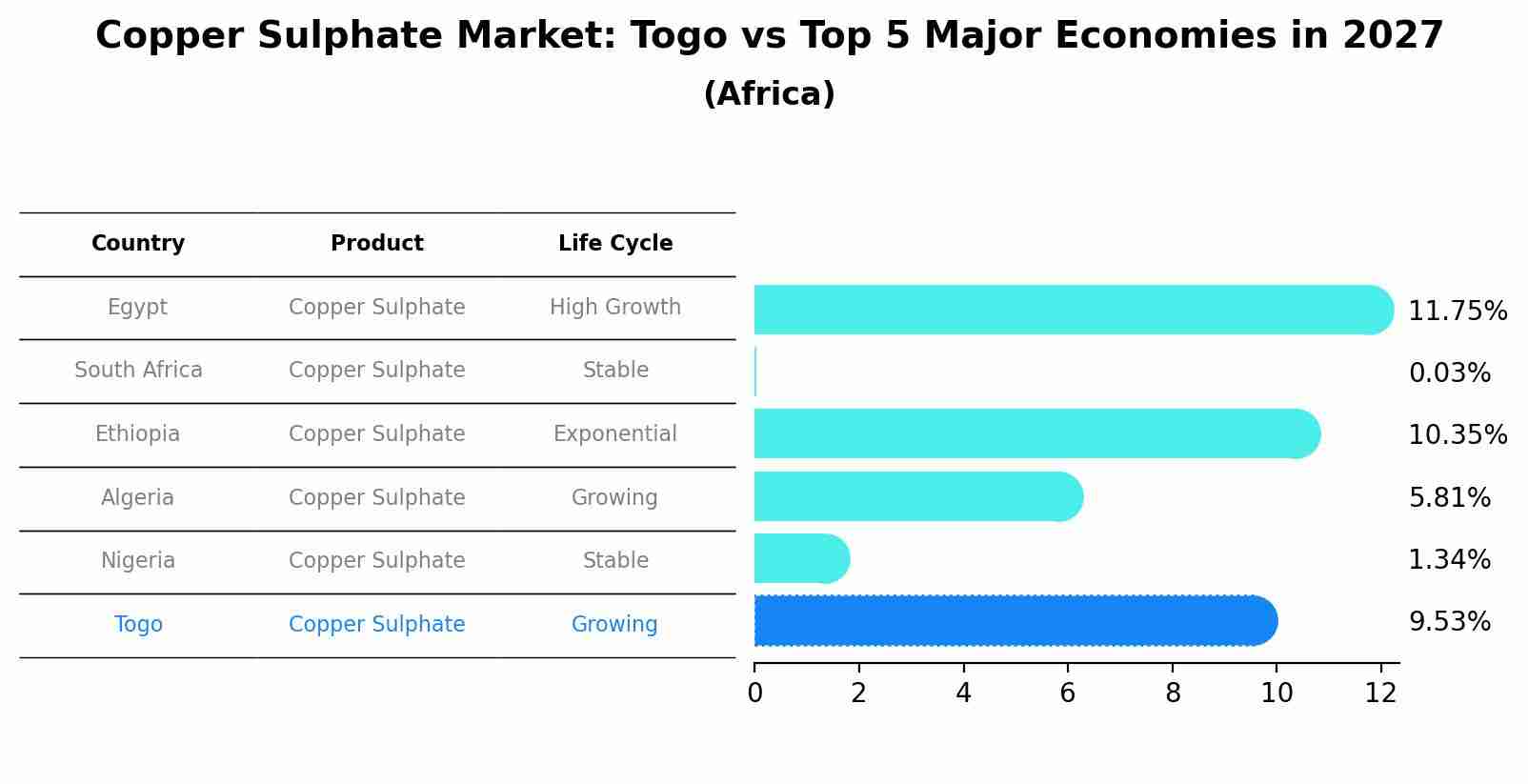 Copper Sulphate Market: Togo vs Top 5 Major Economies in 2027 (Africa)