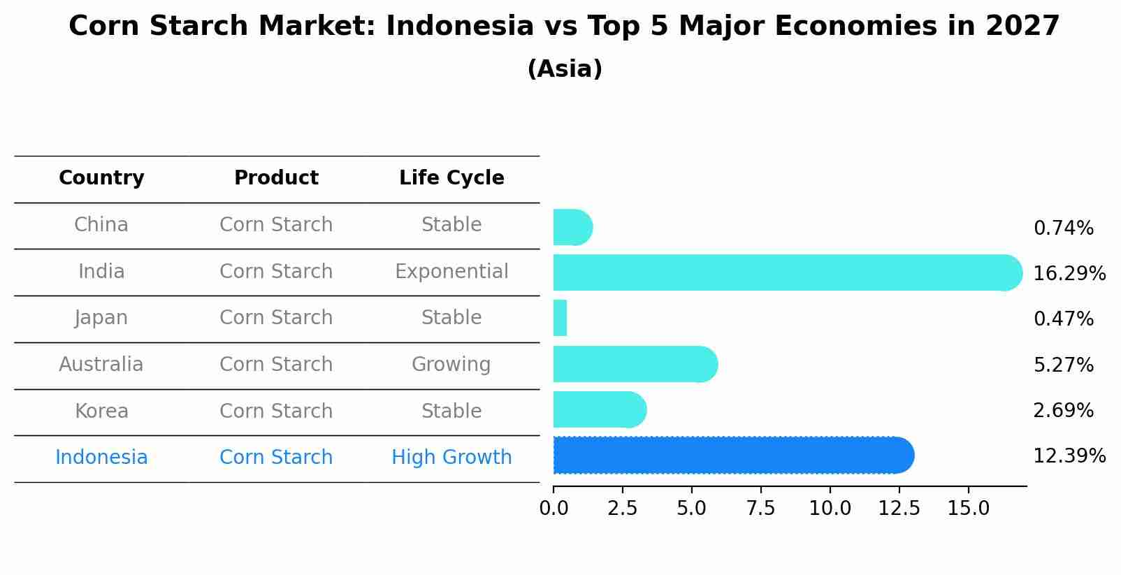 Corn Starch Market: Indonesia vs Top 5 Major Economies in 2027 (Asia)
